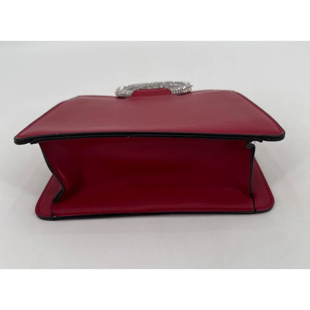Topshop Red Square Handbag With Rhinestone Handles & Detachable Strap - Picture 5 of 13